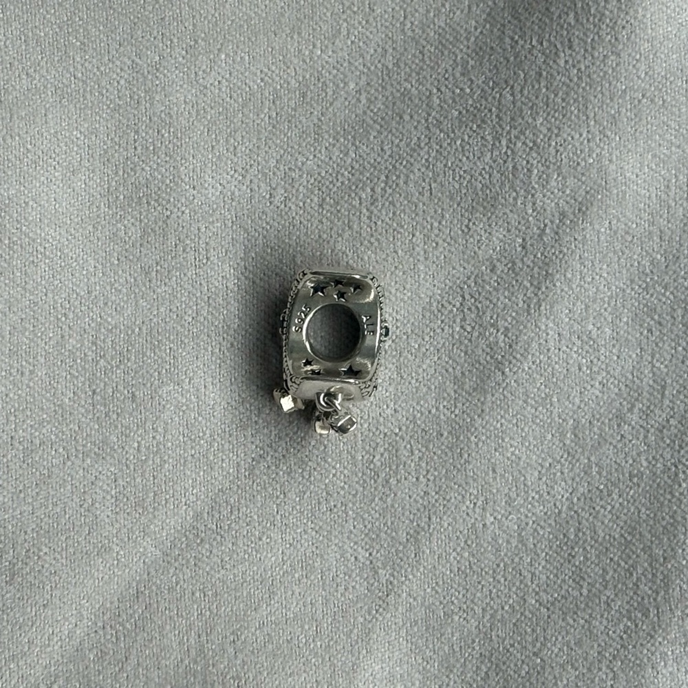 Star & Crescent Moon Charm in Sterling Silver - Picture 4 of 5